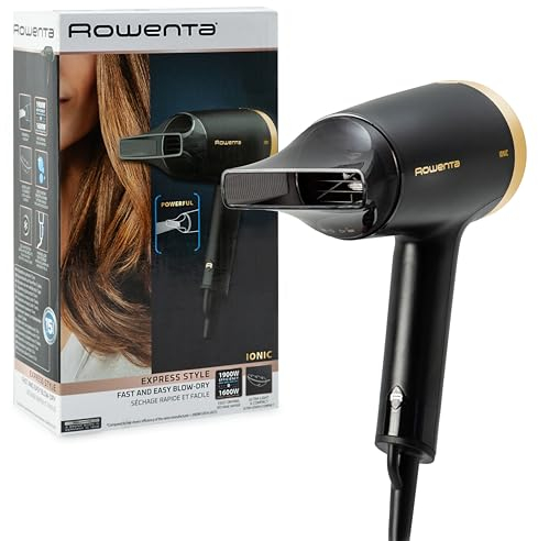 Rowenta CV1811 Express Style, Asciugacapelli, Potente, Super Compatto, Tecnologia Ionica, 2 impostazioni di velocità/temperatura, Design Ultraleggero, Nero