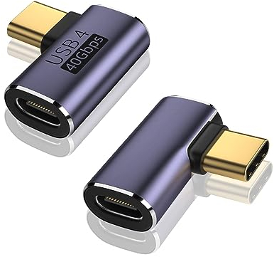 VCOM 90 Grad Winkel USB-C Adapter 2 Stück, 40Gbps USB C Winkelstecker 90 Grad, 100W PD, 8K Video Display, Extender für Thunderbolt 3/4, ROG Ally, Steam Deck, Switch, Laptop, Tablet und Handy