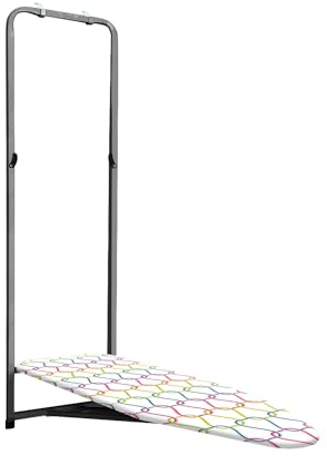 ORION91 - Bügelbrett zum Aufhängen an der Tür, Kunststoffrahmen, Haushalt, gepolsterter Bezug 7 mm, abnehmbar und waschbar, höhenverstellbar, Maße 135 x 39 cm (L x B), Grau/Weiß