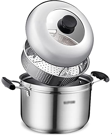 ANSNOW Gedämpfter Fischtopf Aus Edelstahl 304, Dicker Runder Dampfgarer, Gedämpfter Eierkocher, Meeresfrüchtetopf, Suppentopf/24Cm