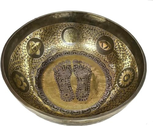 Large Singing Bowl - 16 Inches in Diameter - Buddha's Feet Etched by Artisans from Nepal -Yoga-Session - Big-Healing-Bowls Meditation, Healing & Music Therapy - Tibetan Handmade Bowls From Nepal