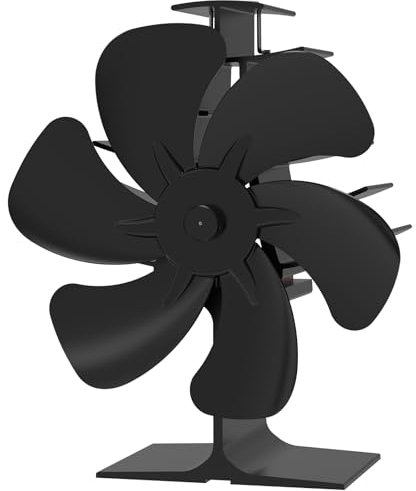 weareok Ofenventilator Kamin Ventilator Kaminventilator Kaminbesteck Lüfter für Kaminofen Holzofen Pelletofen ohne strom Leiser Betrieb mit Thermometer Wärmebetriebener Ventilator (Einzelner Kopf)