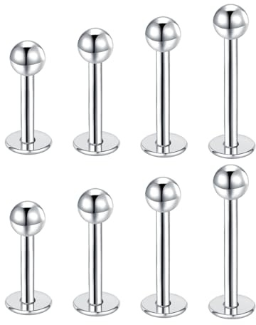 Gojewen 8er Lippenpiercing Labret Stecker 6/8/10/12mm Silber Piercing Ohr Lippe Helix Tragus Stud Chirurgenstahl