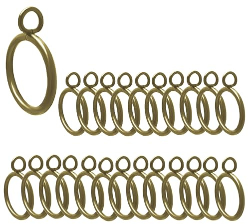 Forti anelli in metallo per appendere le tende, 38 mm, con occhielli scorrevoli, anelli per appendere tende, occhielli, anelli, confezione da 24, ottone anticato