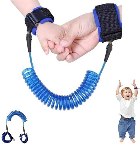 Anti Lost Safety Wrist Link Belt, Adjustable 1.5M/59in Child Wrist Strap Toddlers, Elastic Wire Rope for Travel & Walk –Wrist Reins for Kids Baby Boys Girls - Blue