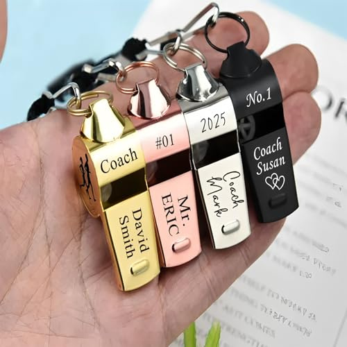 MEIEG Sifflet Personnalisé, Sifflet De Nom Personnalisé, Trois Côtés Gravé Texte Arbitre Instructeur Cadeau Personnalisé Sifflet Extérieur