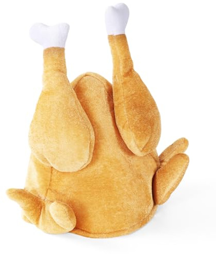 ARDFFA Funny Christmas Turkey Hat for Adults, Plush Thanksgiving Silly Novelty Xmas Headwear Cooked Christmas Chicken Hat for Holiday Parties, Festive Fancy Dress Costume Accessory
