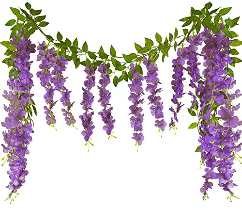 CEWUDA 2 Pz Vite di Fiori Artificiali Ghirlande di Glicine in Seta Viola Finti Appesi Ghirlanda Viti da Appendere alla Parete per Casa Giardino Cerimonia all'Aperto Matrimonio Decorazione Floreale