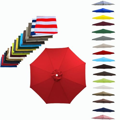 Housse de rechange pour parasol d'extérieur de 2,3 m/2,7 m/3 m – Toile de protection UV pour parasol rond déporté à 6 et 8 baleines, parfaite pour pelouse et jardin (rouge)