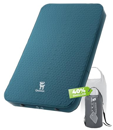 Qunature Matelas de Camping Auto-gonflant 10 cm – Mousse + Air, Structure Télescopique en Y, R-Value 6, Double/Solo, Compact & Portable, Étanche, pour Randonnée/Tente/Van