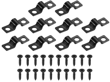 sourcing map 1/4 Inch U-Shaped Pipe Clamp, 25Pcs U Tube Strap Tension Clips Carbon Steel Double Hole Strap Clamp with Screws for Pipe Tube Cable Fixing (6mm, Black)