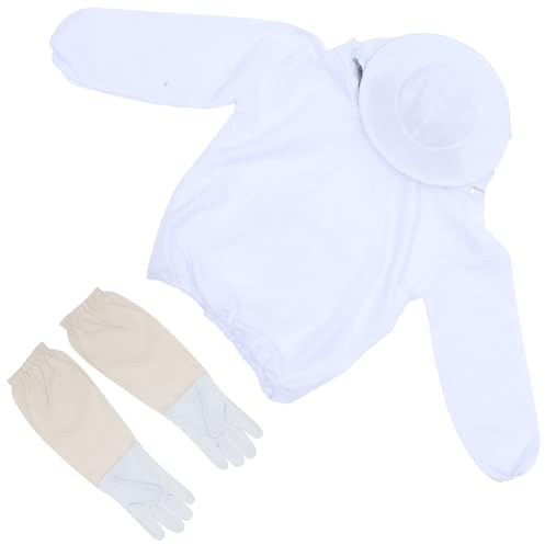 Veemoon Beekeeper Jacket with Protective Hat and Long Gloves Breathable Beekeeping Suit Work Clothes -resistant Mesh Veil Design for Beginner and Professional Apiarists