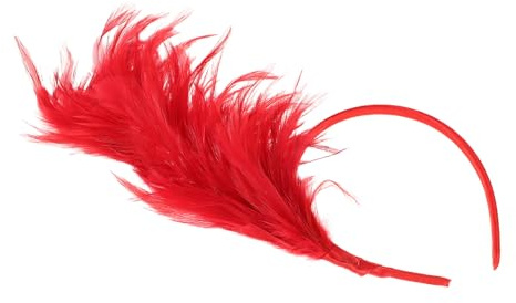 VICASKY Cerchietto Fascia Chioma Piume Rosse Copricapo Carnevale Donna Fascinator per Matrimonio Festa Tè Accessorio Elegante per Eventi e Ricevimenti