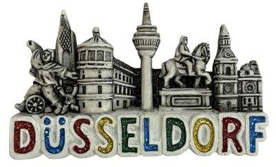 Kühlschrankmagnet Souvenir – Düsseldorf Motiv mit Rheinturm & Sehenswürdigkeiten, 3D Magnet – Reiseandenken Mitbringsel & Geschenkidee