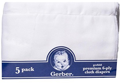 Gerber Prefold Premium 6-Ply Cloth Diapers, 5-Pack