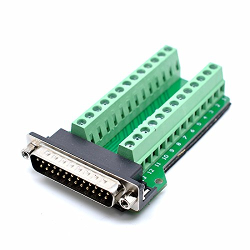 Oiyagai DB25 Stecker Breakout-Board Anschluss – D-SUB 25-poliger Lötfreier Terminaladapter, RS232-Seriell zu Verdrahtungsmodul (Stecker mit Mutter)