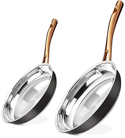 Exclusive Cuisinart 9 inch & 11 Inch Onyx Black & Rose Gold stainless Steel Skillet Set