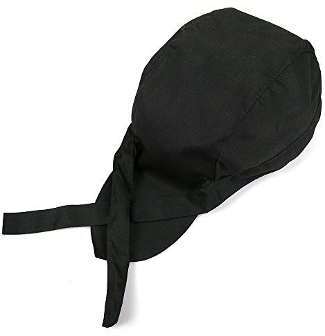 Kock keps mode kök kock mössor hotell kock servitör arbetskeps kanvas elastisk skalle keps pirathatt professionell catering kock hatt bandana keps band keps turban Adjustable Svart