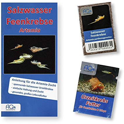 AQ4Aquaristik Artemia Zucht Set (klein) für Aquarianer - mehr als 1.000.000 Eier - mit Futter und Anleitung, Artemia parthenogenetica