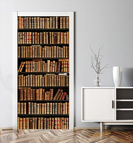 MyMaxxi - Tür bekleben mit Türtapete Türposter Türfolie Selbstklebend 90x200 Bücherregal - Tür verschönern mit Türfolie - Türaufkleber Türklebefolie Bücherei alte Bücher