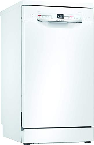 Bosch SPS2IKW10E Serie 2 Smarter Geschirrspüler freistehend, 45 cm breit, Besteckkorb, Extra Trocknen auf Knopfdruck, AquaStop Schutz gegen Wasserschäden, EcoSilence Drive leiser und effizienter Motor