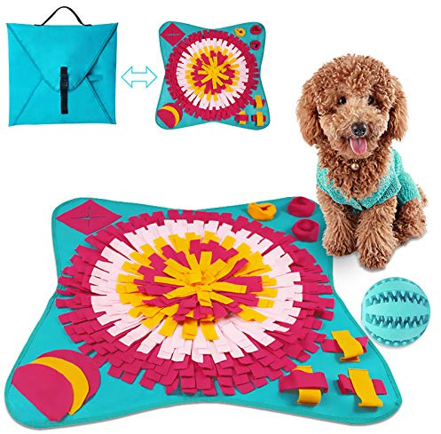 TOPSEAS Snuffle Mat para Perros,Alfombra Olfato Perro Mat 70 * 70CM,Alimentación de Mascotas,Almohadilla para olfatear Mascotas(Una Pelota Extra)