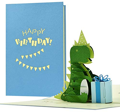Biglietto di auguri di compleanno con dinosauro pop-up 3D, biglietto di invito, per buoni regalo, auguri, regalo, G26