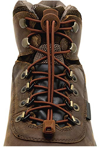 Lock Laces Cordones elásticos de alta resistencia sin atar para botas y zapatos (1 par), Marrón, Talla única