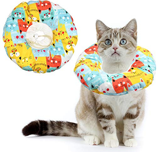 AvoDovA Katze Schutzkragen, Halskrause Halsband Soft, Wiederherstellung Halsband, Haustiere Schutzkragen Einstellbar Schützender Baumwollring für Katze und Hund (S)