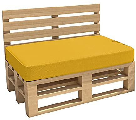 chilly pilley Palettenkissen Gartenkissen Wasserdicht Palettenauflage Palettenpolster Indoor Outdoor Waschbar Abnehmbar Sitzkissen Rückenkissen (Sitzkissen 120x80x15, Gelb)