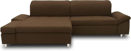 DOMO. collection Ecksofa Mika, Longchair Links, L-Form, Dunkelbraun