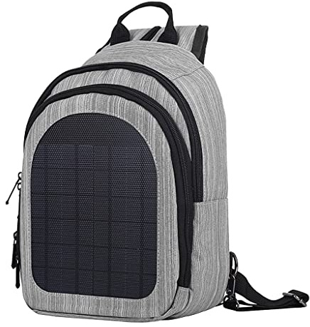 Tubayia Mochila para ordenador portátil, para negocios, para exteriores, resistente al agua, con panel de carga solar, gris
