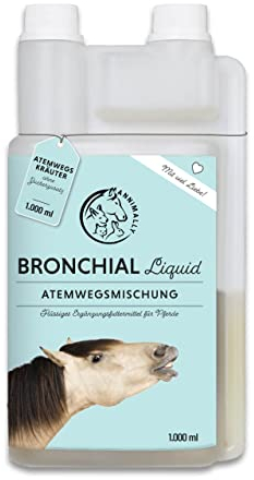 Annimally Hustensaft für Pferde 1000ml - Bronchial Hustensaft Pferd gegen Husten & zur Beruhigung der Atemwege - Halswohlsaft, Liquid aus Bronchialkräuter Hustenkräuter Mix