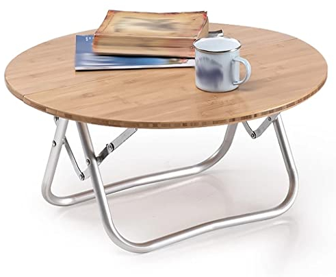 WANWEN Campingtisch aus Holz runder touristischer Klapptisch tragbarer Picknick-Grill im Freien einfacher Kleiner Campingtisch Little Surprise