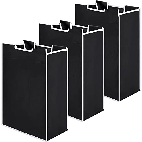 Bonuci Lot de 3 sacs de rechange amovibles pour trieur à linge, sans crochets, 37 x 22 x 55 cm - Noir