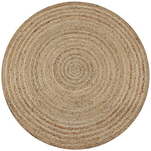 Tidyard Teppich Handgefertigt Wohnzimmerteppich Handwebteppich Juteteppich Läufer Schlafzimmer Flur Jute Geflochten 150 cm Rund