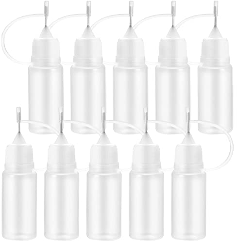 Gunwon 10Pcs 10ml Precision Needle Tip Glue Bottle,Needle Tip Applicator Squeeze Bottles,Liquid Dropper Filling Bottles,Needle Tip Bottles Liquid Flux Dispenser Applicator,DIY Quilling Tool