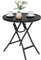 eSituro Klapptisch, Beistelltisch klappbar, Balkontisch Campingtisch Gartentisch Bistrotisch, mit Metallrahmen, runde Tischplatte aus gehärtetem Glas, φ46x47,5 cm, Schwarz