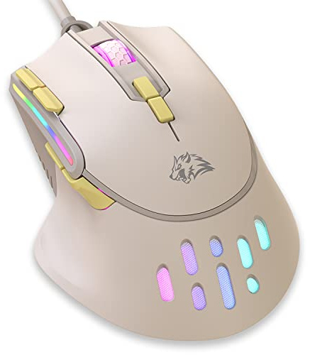 MAGIC-REFINER Souris de jeu filaire, haute précision réglable 12 800 DPI, 6 types RVB rétroéclairée avec programmation macro, souris de jeu PC avec prise USB compatible pour ordinateur portable Mac