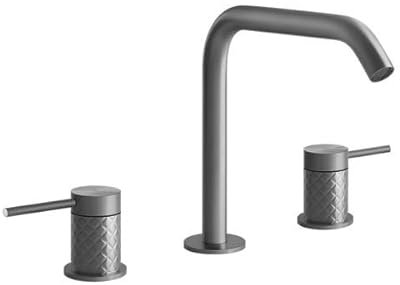 Miscelatore per lavabo a 3 fori Gessi 316 Intreccio con bocca di erogazione H=162 mm x sporgenza 156 mm, senza scarico, 54112, Colorazione: Acciaio inossidabile spazzolato opaco