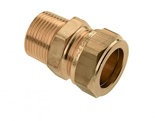Klemmverschraubung aus Messing für Kupferrohr 18x1mm mit AG 1/2, Quetschverbindung, Fitting