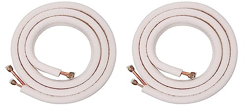 Vereen Juego de 2 tubos de bobina de aire acondicionado de 3 metros, 1/4 pulgadas, 3/8 pulgadas, aislados, tubo refrigerante