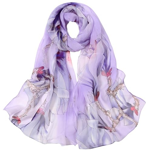 GWAWG Scarfs for Women Chiffon Scarf Lightweight Mulan purple for Beach Daily Party Banquet