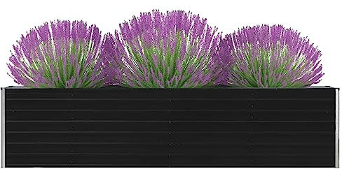 BaraSh Hochbeet 320 x 40 x 77 cm Verzinkter Stahl Anthrazit Pflanzkasten Pflanzkübel Pflanzbeet Gartene