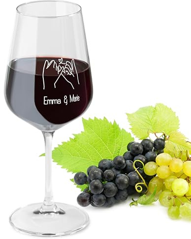 LIQUISIGN Weinglas mit Gravur | Motiv Kleiner Finger Schwur mit Wunschname | Personalisiertes Glas | Spruchglas mit Wunschtext graviert | Geschenkidee