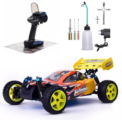 BINGXMF 1/10 Nitro RC Car for Adult 75CC Oil-Powered Two Speed RC Crawler Truck, 4WD Off Road Buggy Nitro Gas Power Remote Control Car Hobby Toys, 90KM/H Fast Petrol Engine Racing Car RC Vehicle