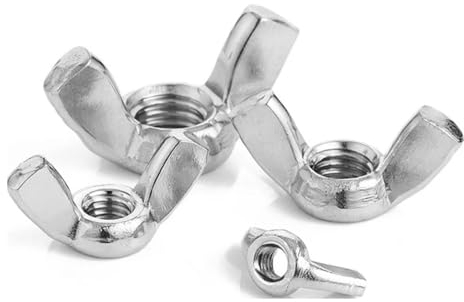 Sicherungsmuttern, 10 Stück/Lot Schmetterlingsflügel-Rammmutter M3 M4 M5 M6 M8 M10 M12 Edelstahl-Flügelmutter Manuelle Befestigungsmutter (Farbe: Edelstahl, Größe: M3 x10 Stück) (Farbe: Edelstahl, Grö