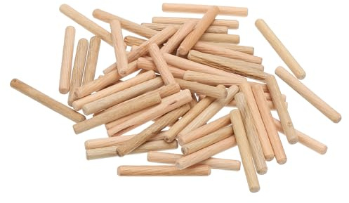 PATIKIL 1/4 Holzdübelstifte, 300 Stück M6x50mm Holzdübelstifte Hartholzstifte mit gerillter Nut für einfaches Einsetzen bei Bastelarbeiten, Möbeln, Türen und Kunstwerken.
