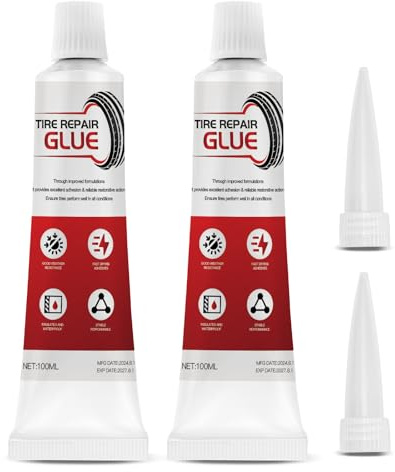 Sternstunde Reifenreparatur Kleber, 100ml Gummikleber, Reifen Gummi Kleber Schwarz, Reparaturkleber FüR Autoreifen,Reifendichtmittel FüR Auto/Motorrad/Fahrrad (2)
