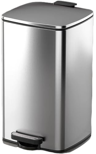 Pattumiera da Cucina, Cestino della Spazzatura da, Pattumiera A Pedale in Acciaio con Coperchio E Secchio Interno, Chiusura Morbida Ammortizzata(Silver,10L)